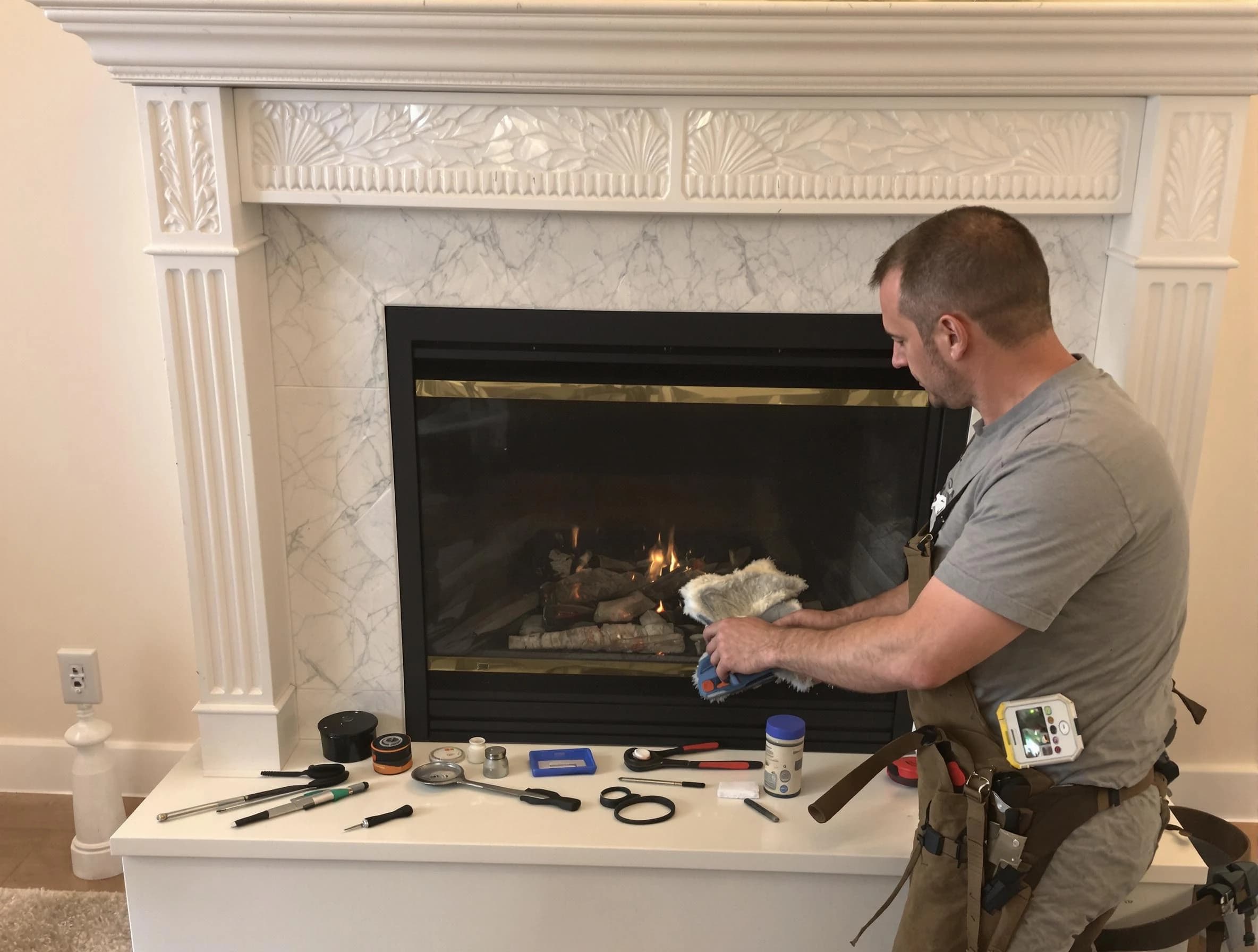 Spencer Chimney Sweep performing fireplace maintenance in Spencer, OK