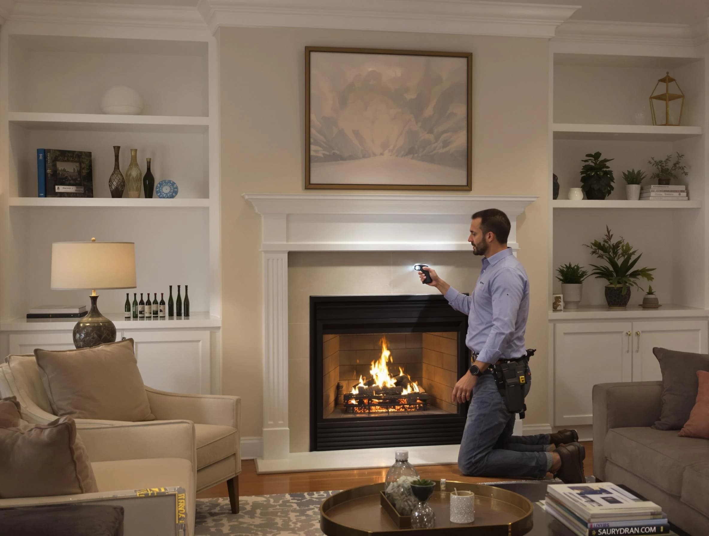 Spencer Chimney Sweep conducting a fireplace safety inspection in Spencer, OK