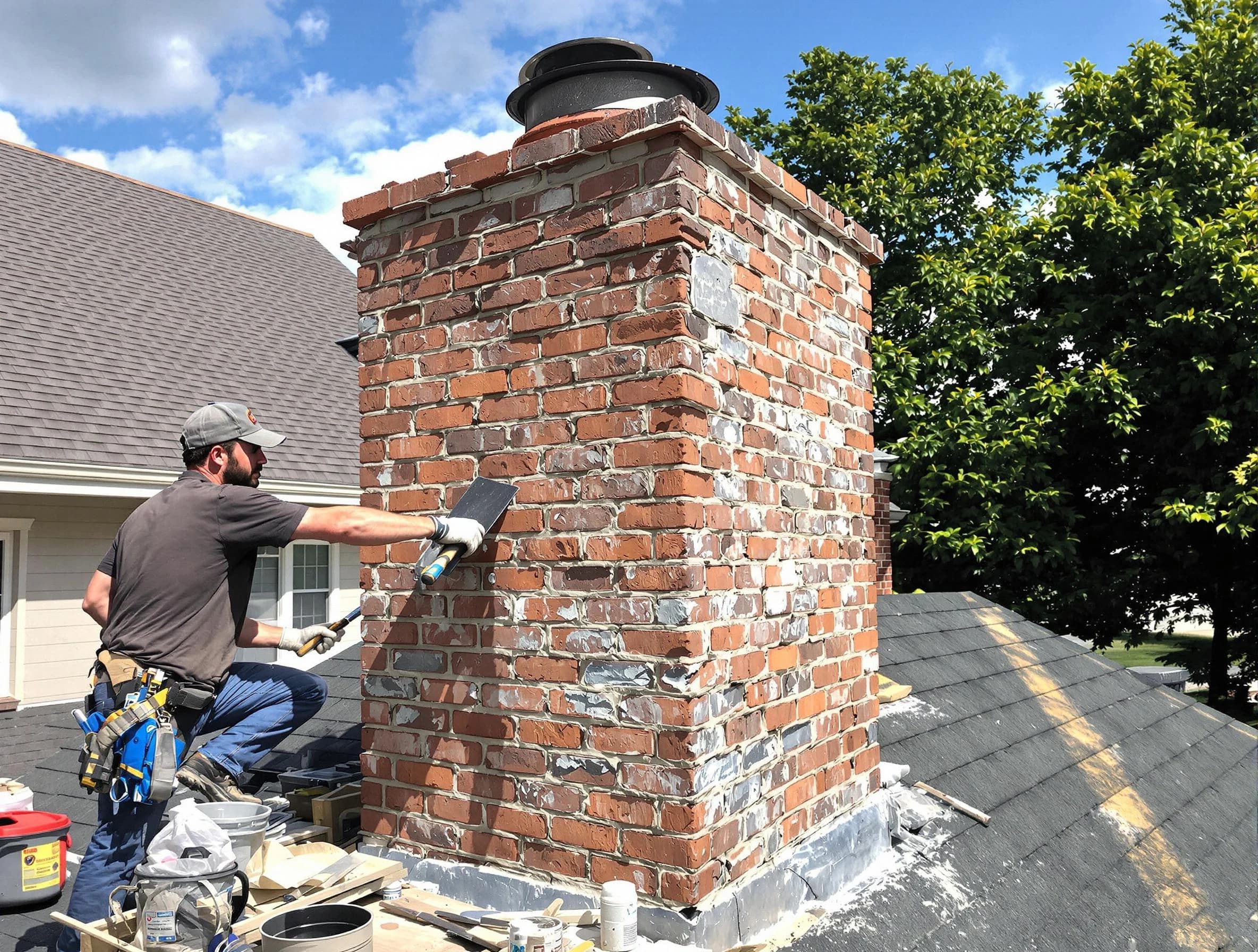 Completed chimney rebuild by Spencer Chimney Sweep in Spencer, OK