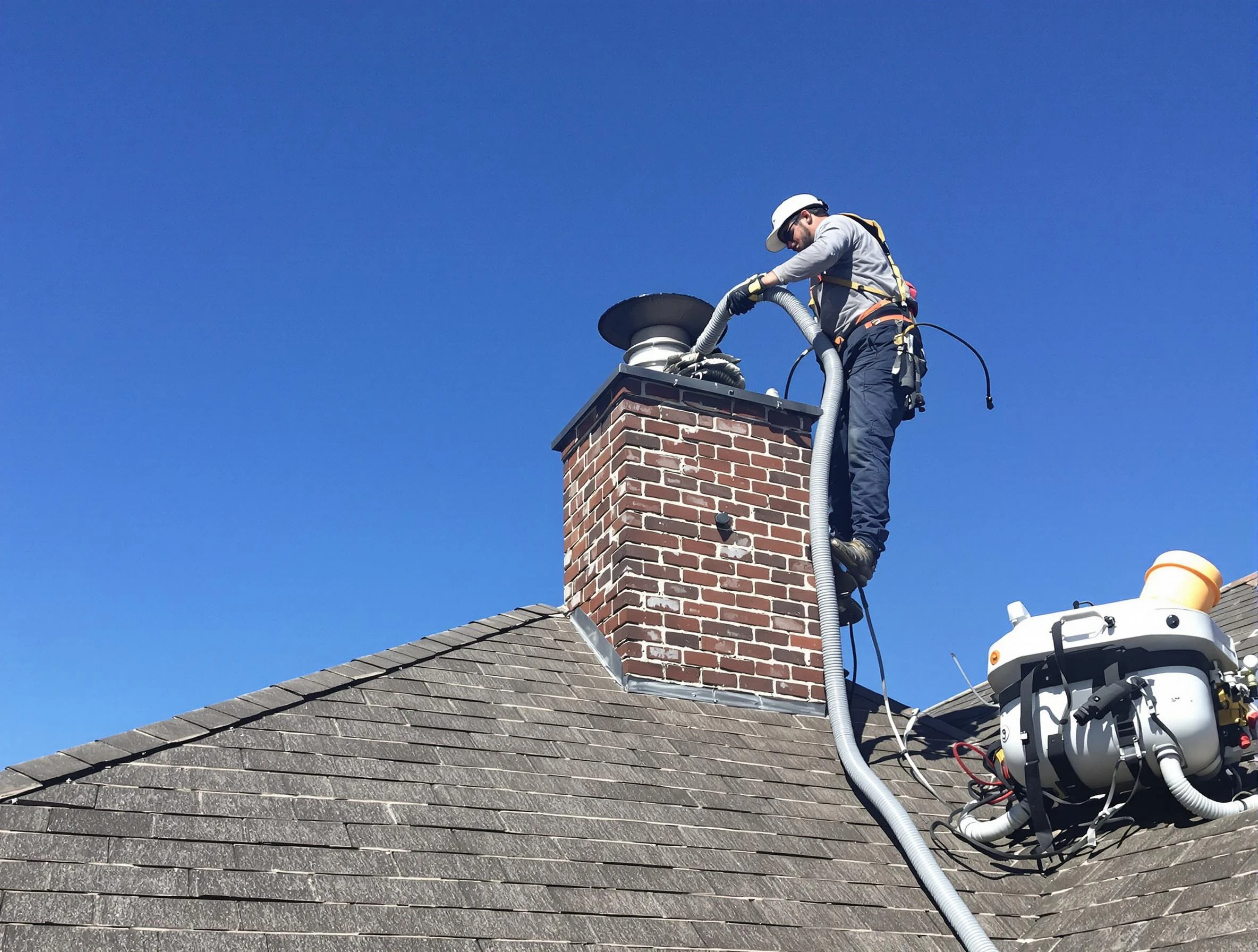 Dedicated Spencer Chimney Sweep team member cleaning a chimney in Spencer, OK