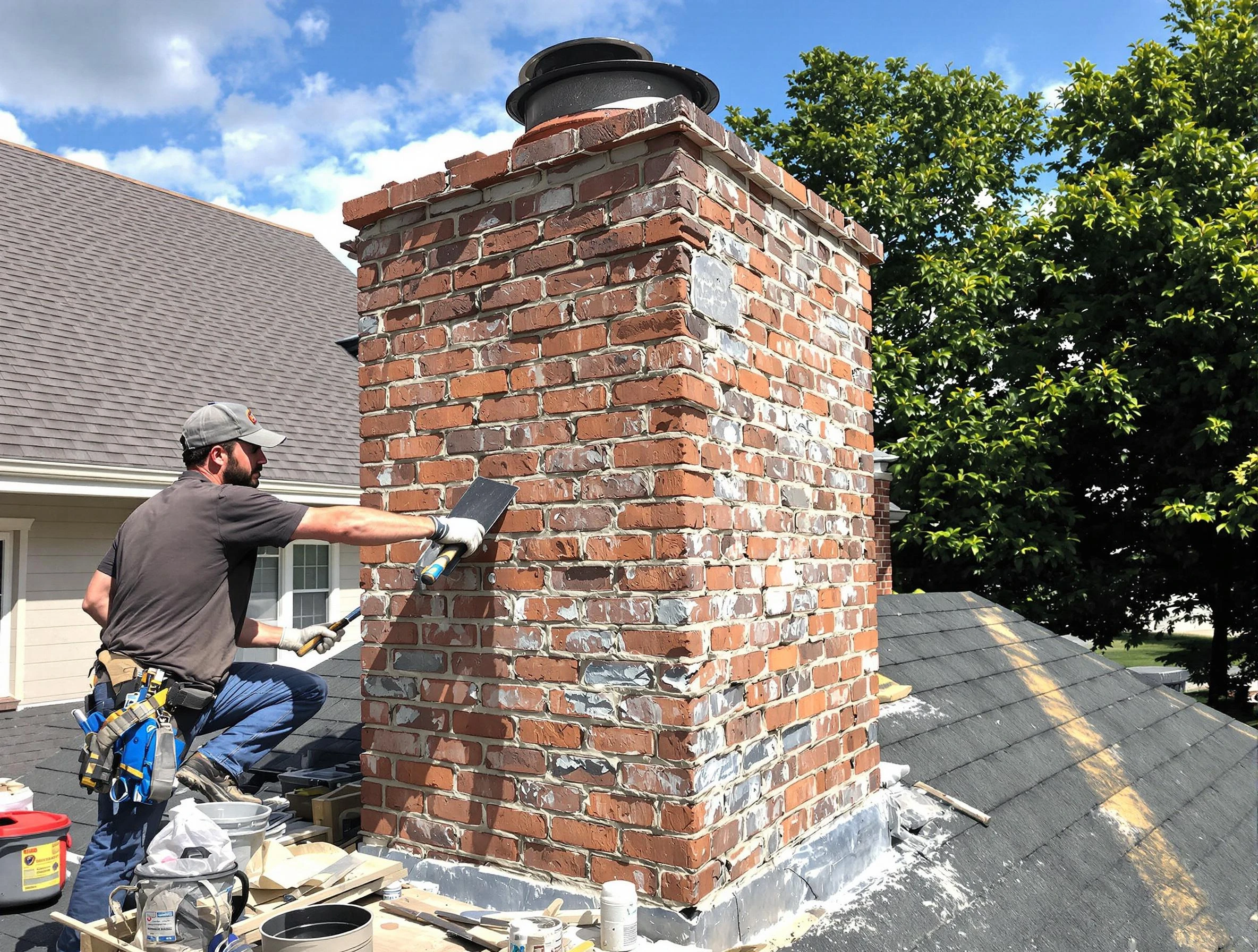 Completed chimney rebuild by Spencer Chimney Sweep in Spencer, OK