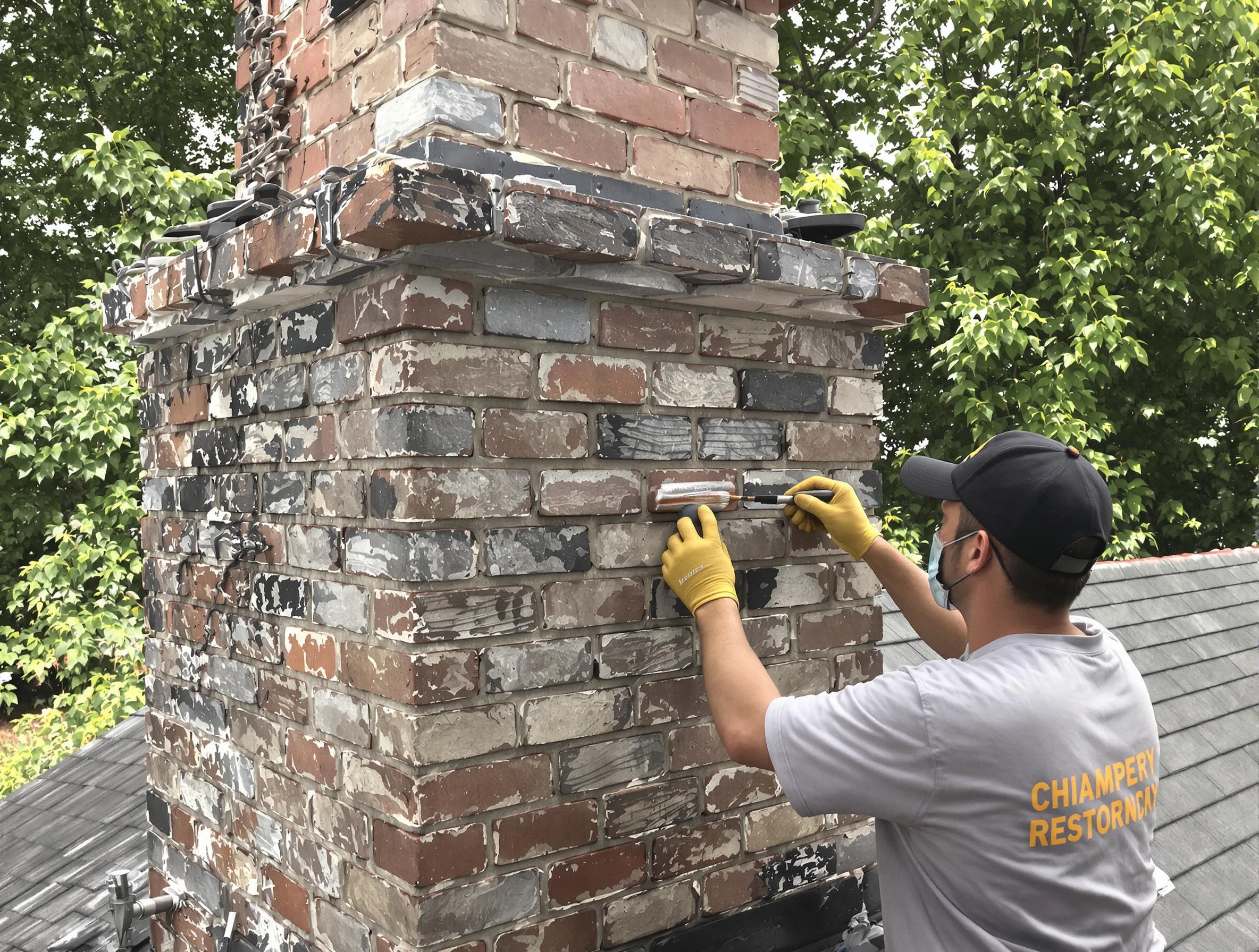 In-progress chimney restoration by Spencer Chimney Sweep in Spencer, OK